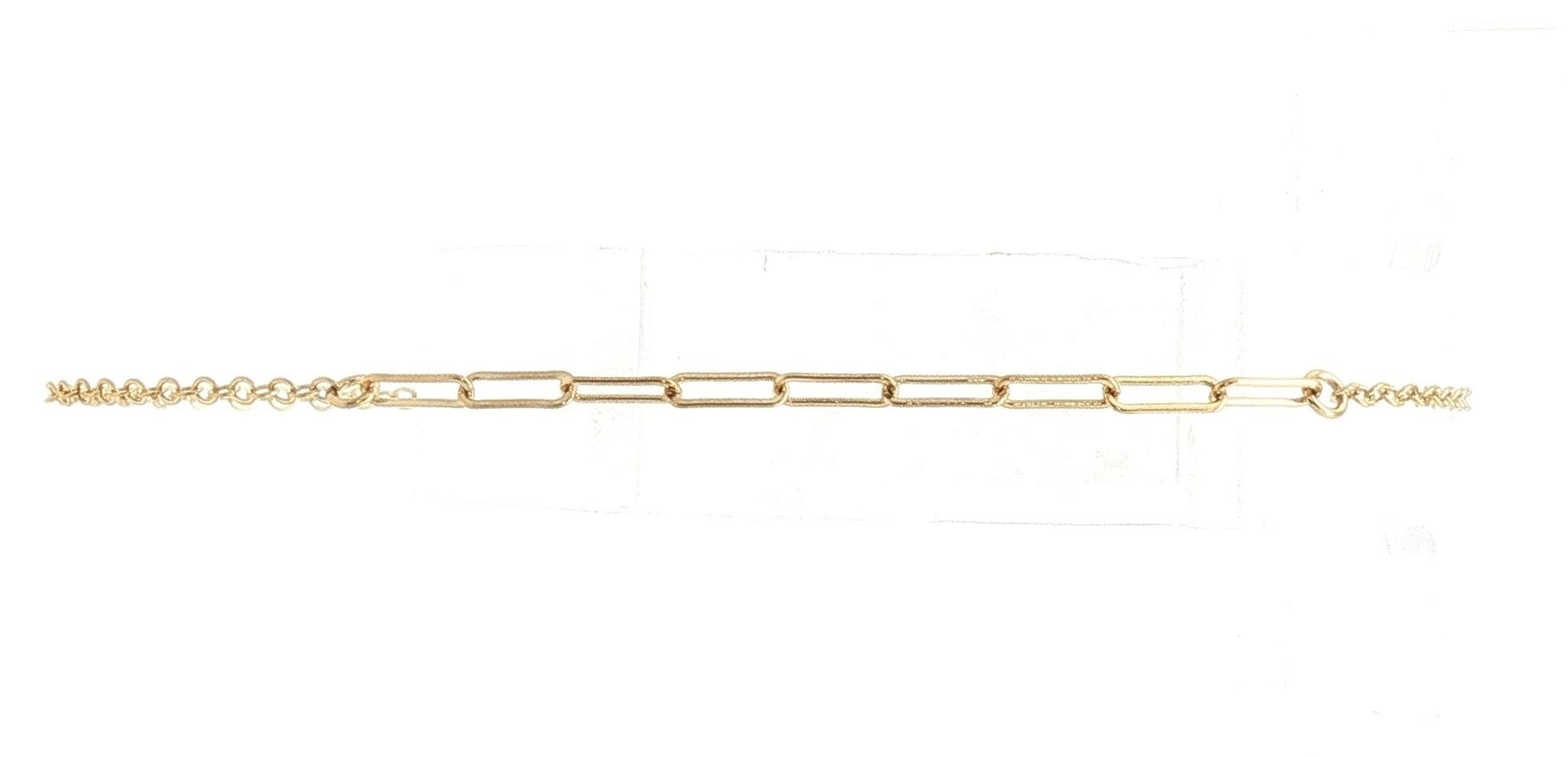 Paperclip Link and Cable Link Chain Bracelet in Yellow Gold