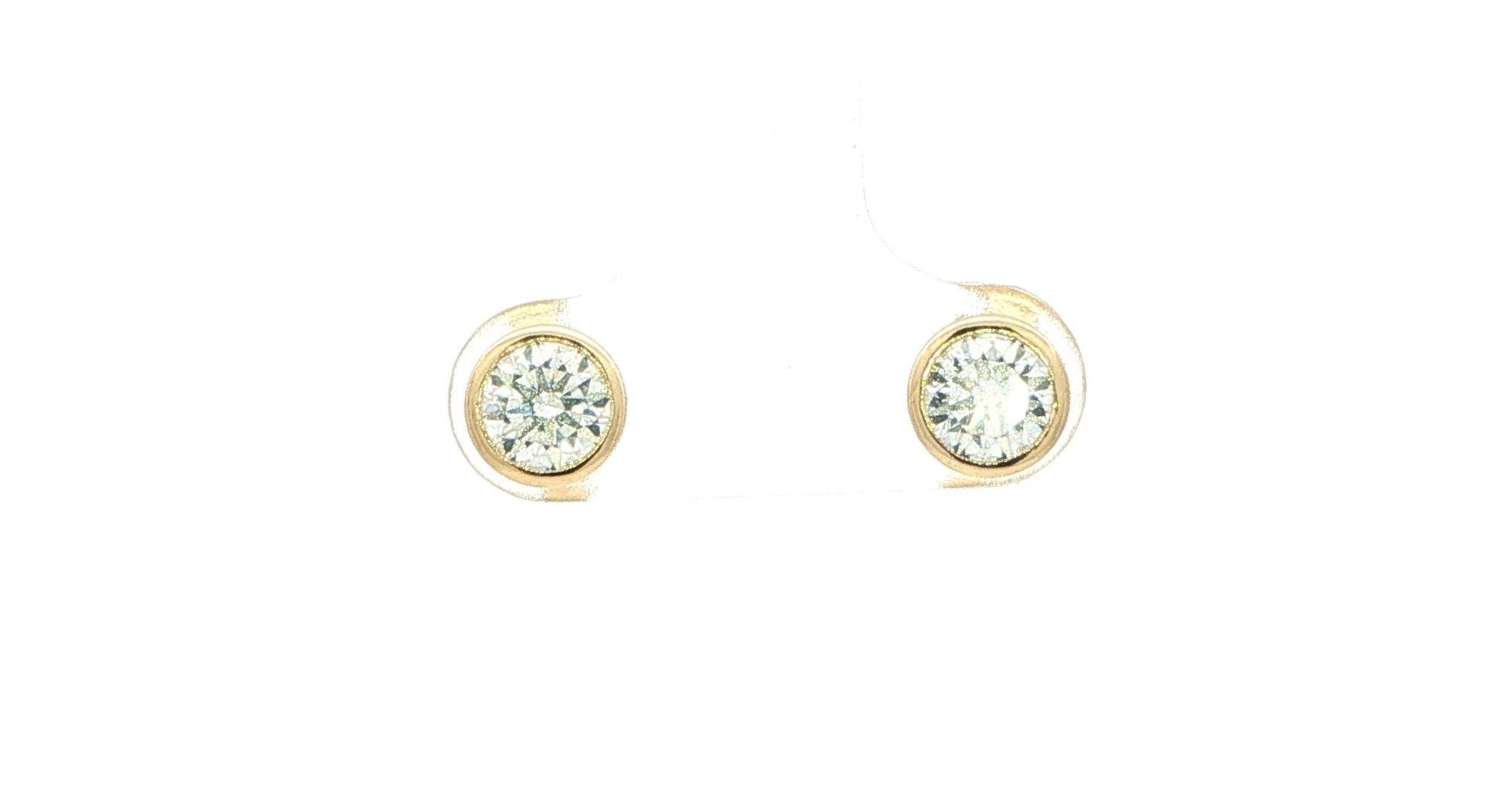 Bezel Set Diamond Stud Earrings in Yellow Gold (1.53cts TWT)