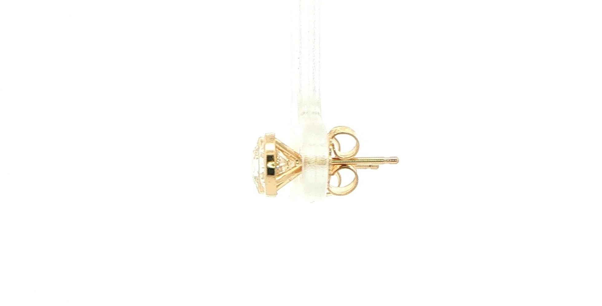 Bezel Set Diamond Stud Earrings in Yellow Gold (1.53cts TWT) side