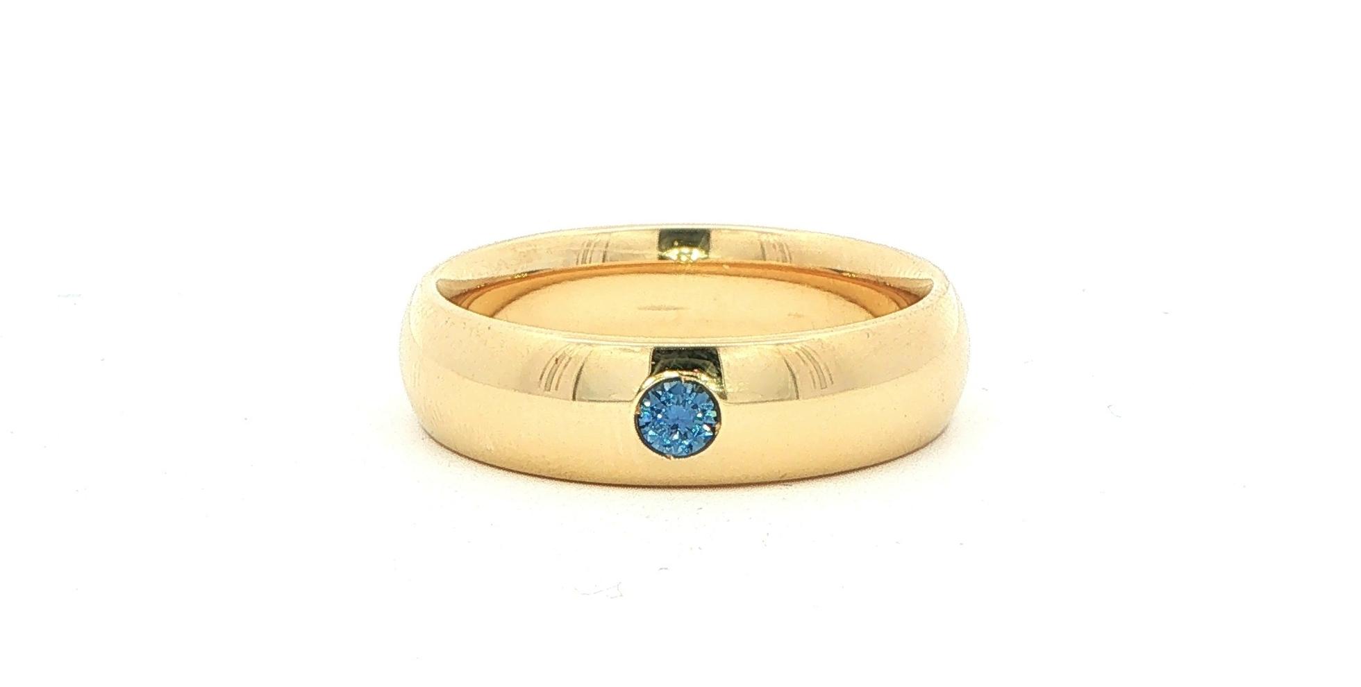 Flush Set Round Montana Yogo Sapphire Band Ring in Yellow Gold (0.11cts)
