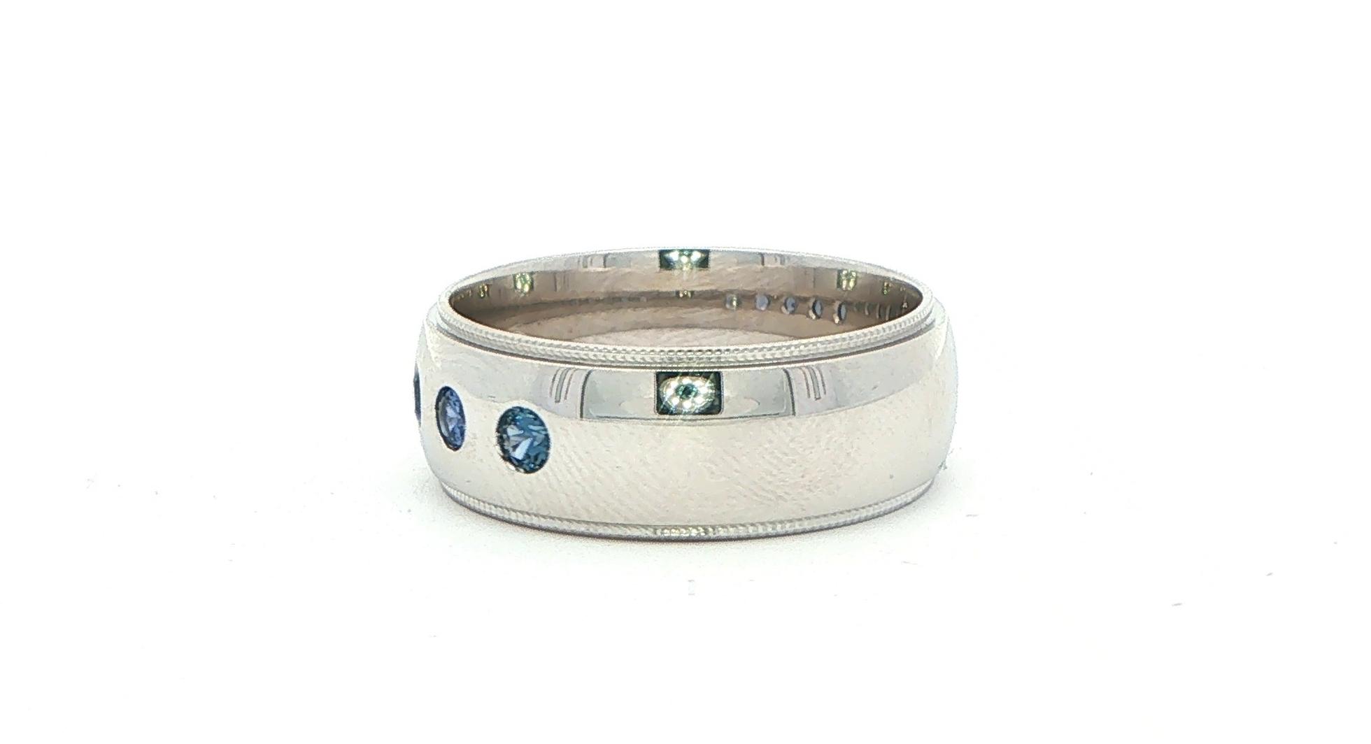 5-Stone Flush-set Montana Yogo Sapphire Band with Milgrain Detailing in White Gold (0.40cts TWT) side
