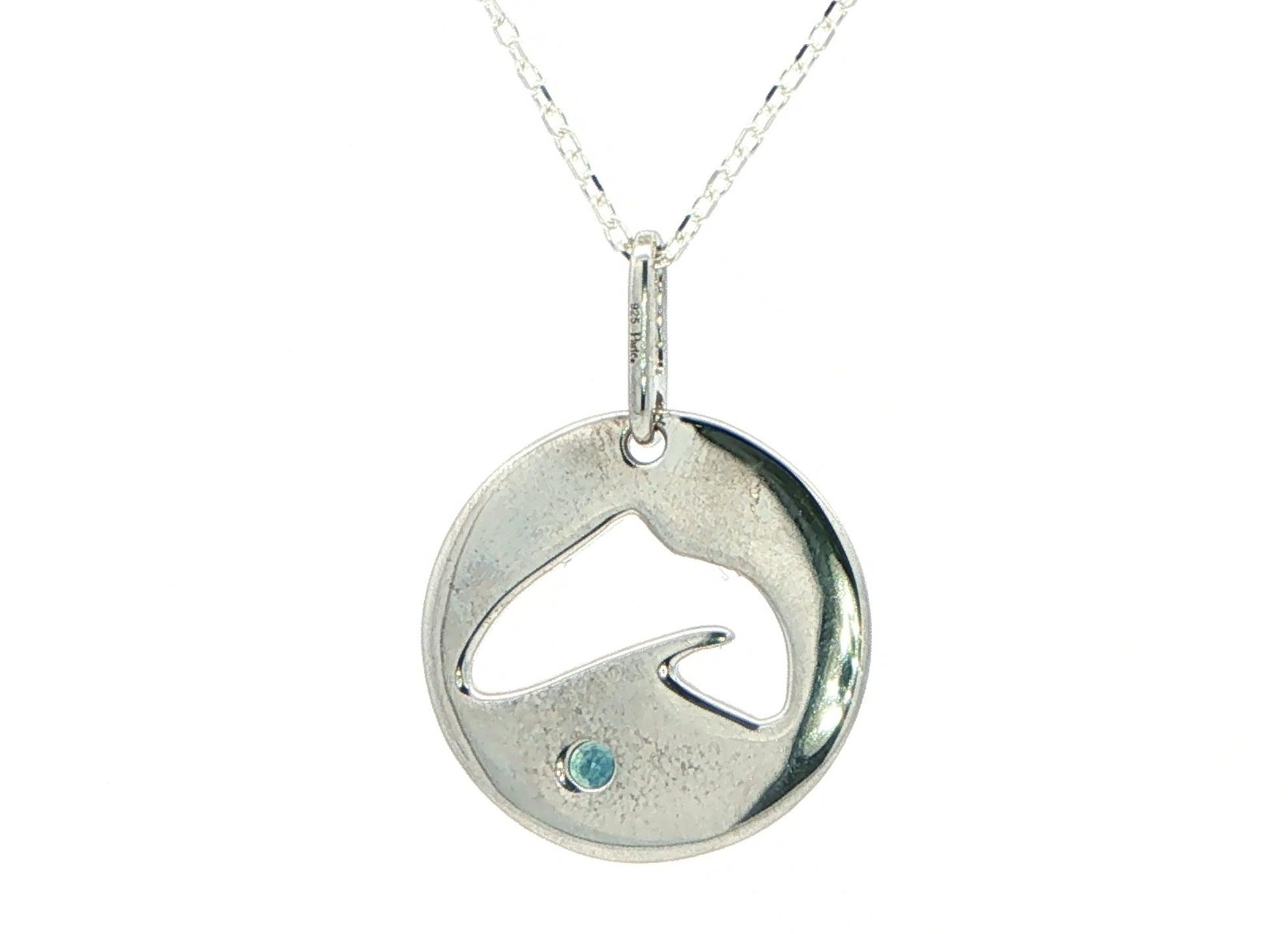 Montana Sapphire Cut-Out Trout Pendant Necklace in Sterling Silver (0.10cts) back