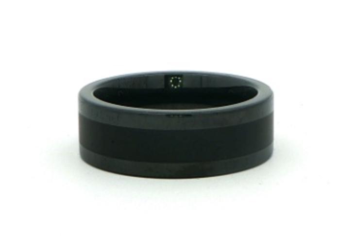 Flat Comfort Fit Band Ring with Matte and Polished Finish in Black Ceramic