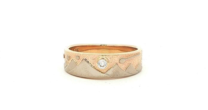 content/products/Estate Piece: Mountain Landscape Diamond Band Ring Two-Tone Yellow and White Gold (0.10cts)