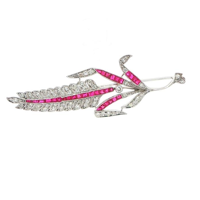 content/products/Estate Piece: Vintage Ruby and Diamond Stylized Wheat Stalk Brooch in Sterling Silver (2.00cts TWT)