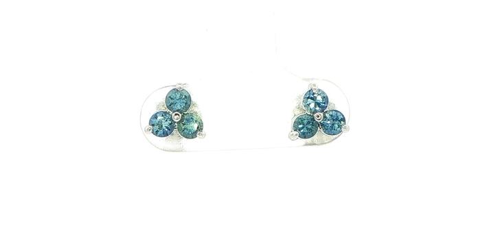 content/products/3-Stone Deep Blue Montana Sapphire Cluster Earrings in White Gold (0.79cts TWT)