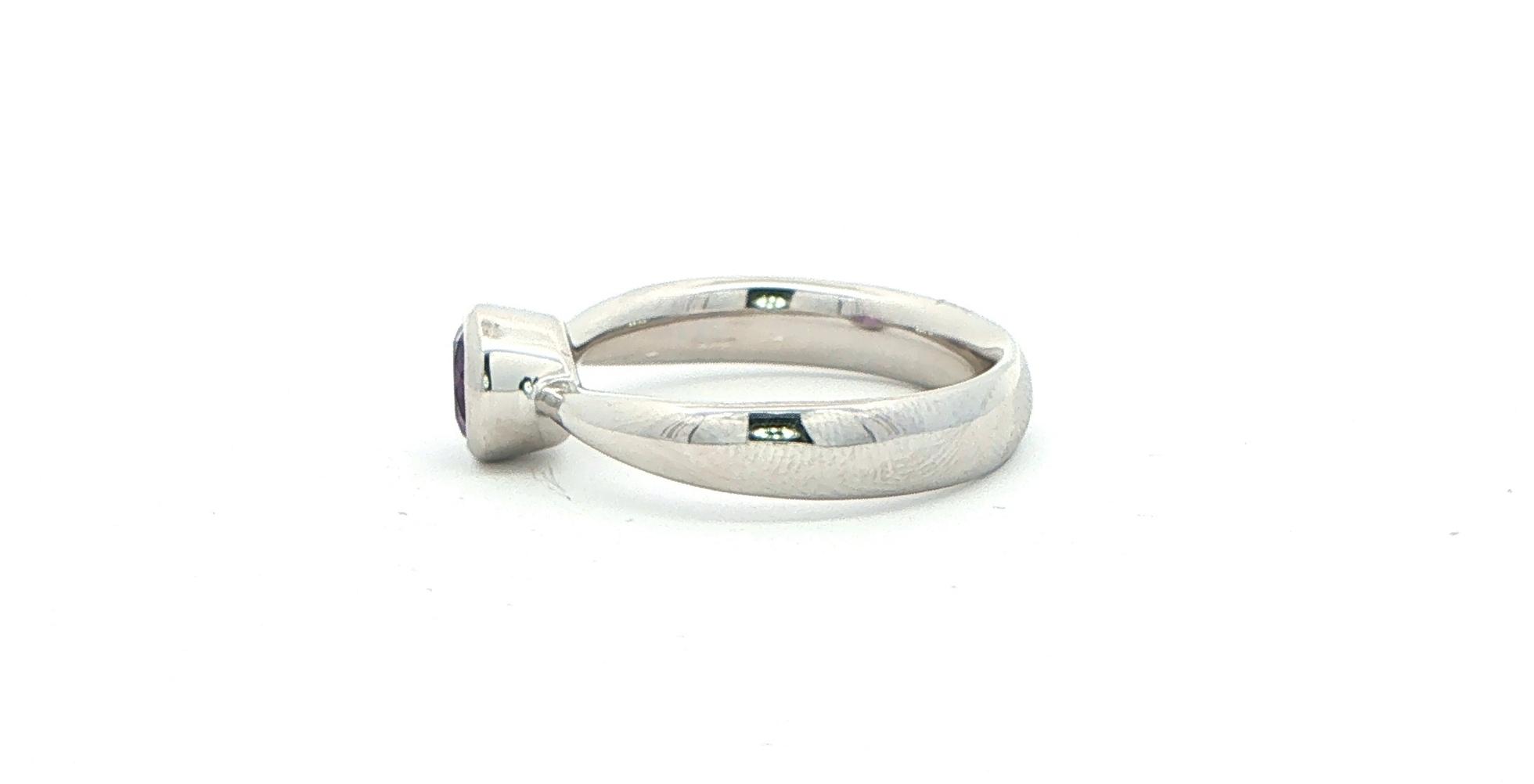 Bezel-Set Amethyst Solitaire Ring in Sterling Silver (0.45cts TWT) side