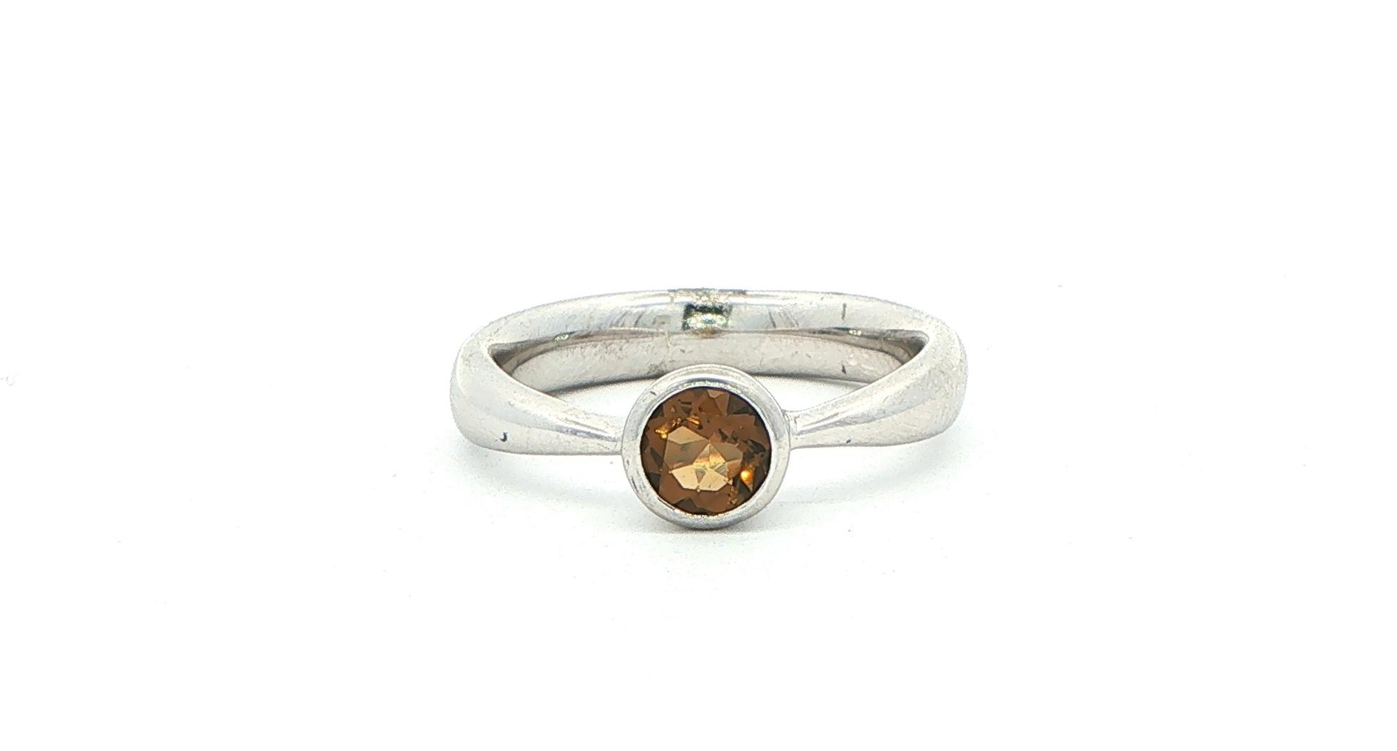 Bezel-Set Round Quartz Solitaire Ring in Sterling Silver