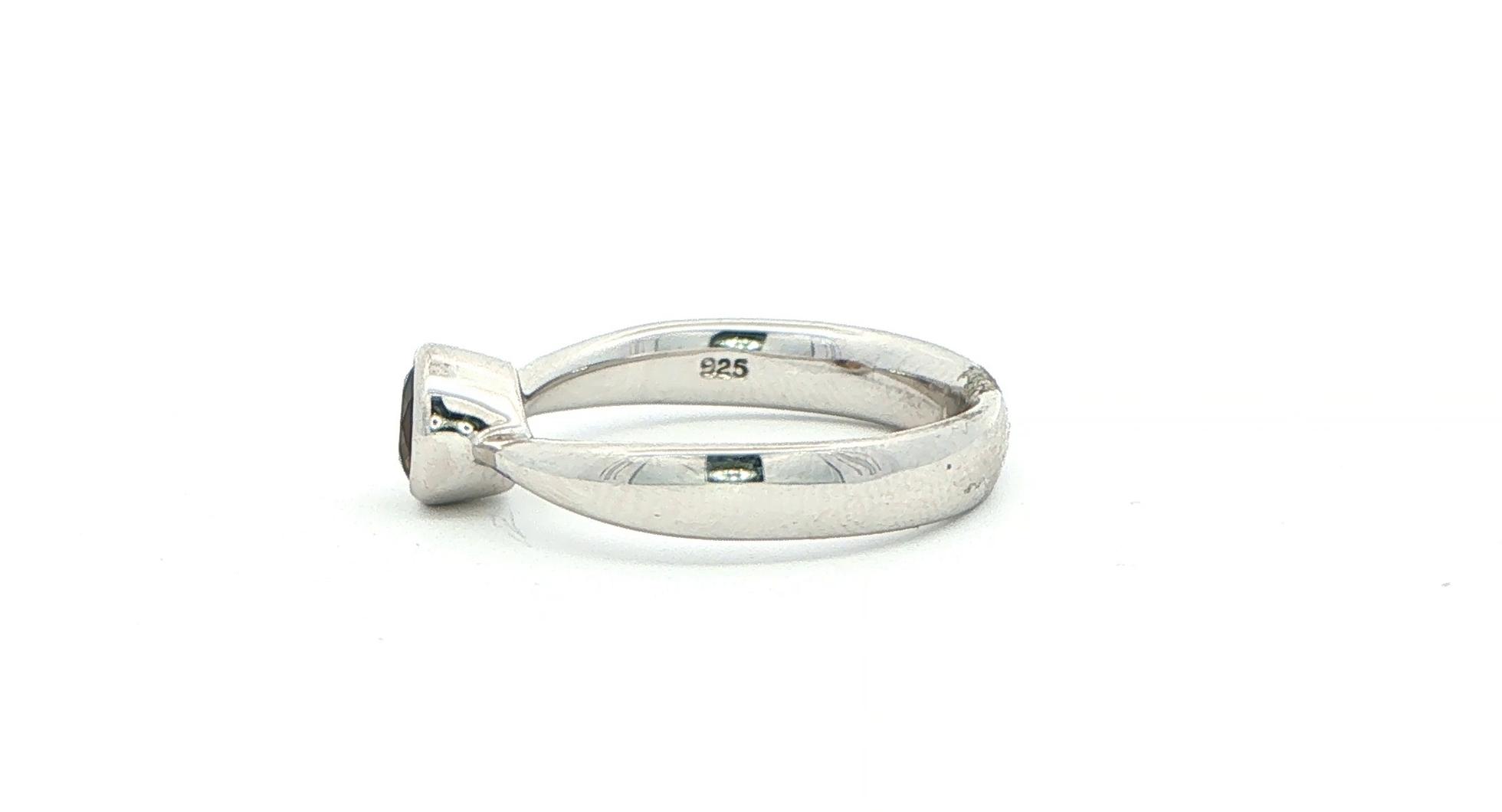 Bezel-Set Round Quartz Solitaire Ring in Sterling Silver side