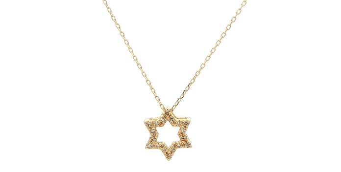 content/products/Diamond Star of David Charm Necklace in Yellow Gold (0.06cts TWT)