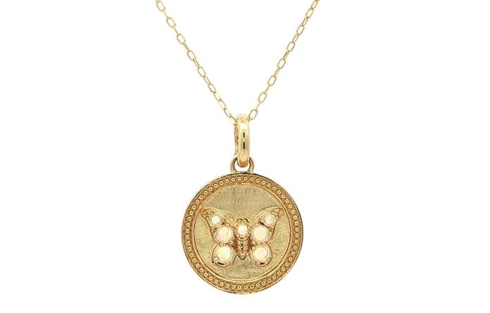 content/products/Opal Butterfly Medallion Charm Necklace in Yellow Gold (.16cts TWT)