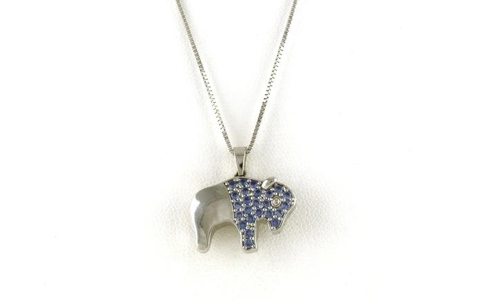 content/products/Montana Yogo Sapphire Pave Buffalo Necklace in White Gold (0.44cts TWT)