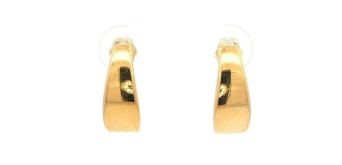 content/products/Hollow Tapered J-Hoop Huggie Earrings in Yellow Gold