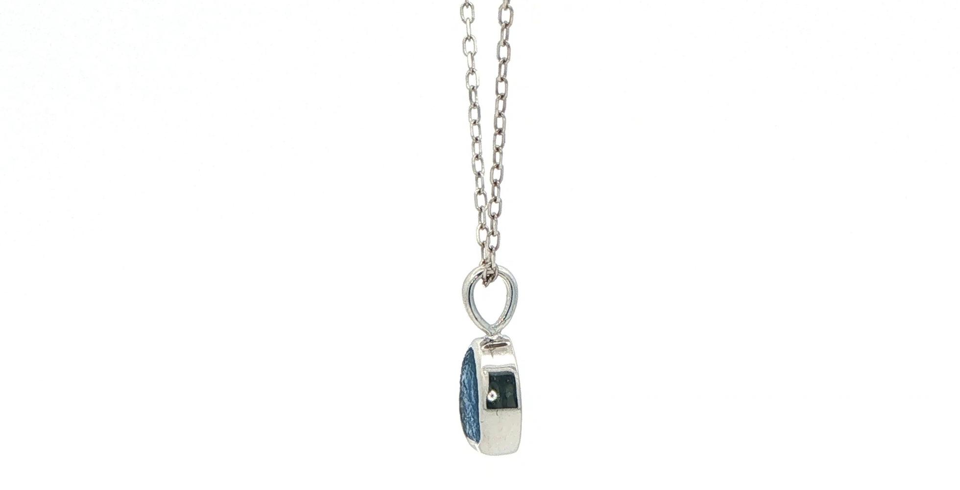 Bezel-set Raw Un-cut Montana Yogo Sapphire Pendant Necklace in White Gold (1.15cts) side