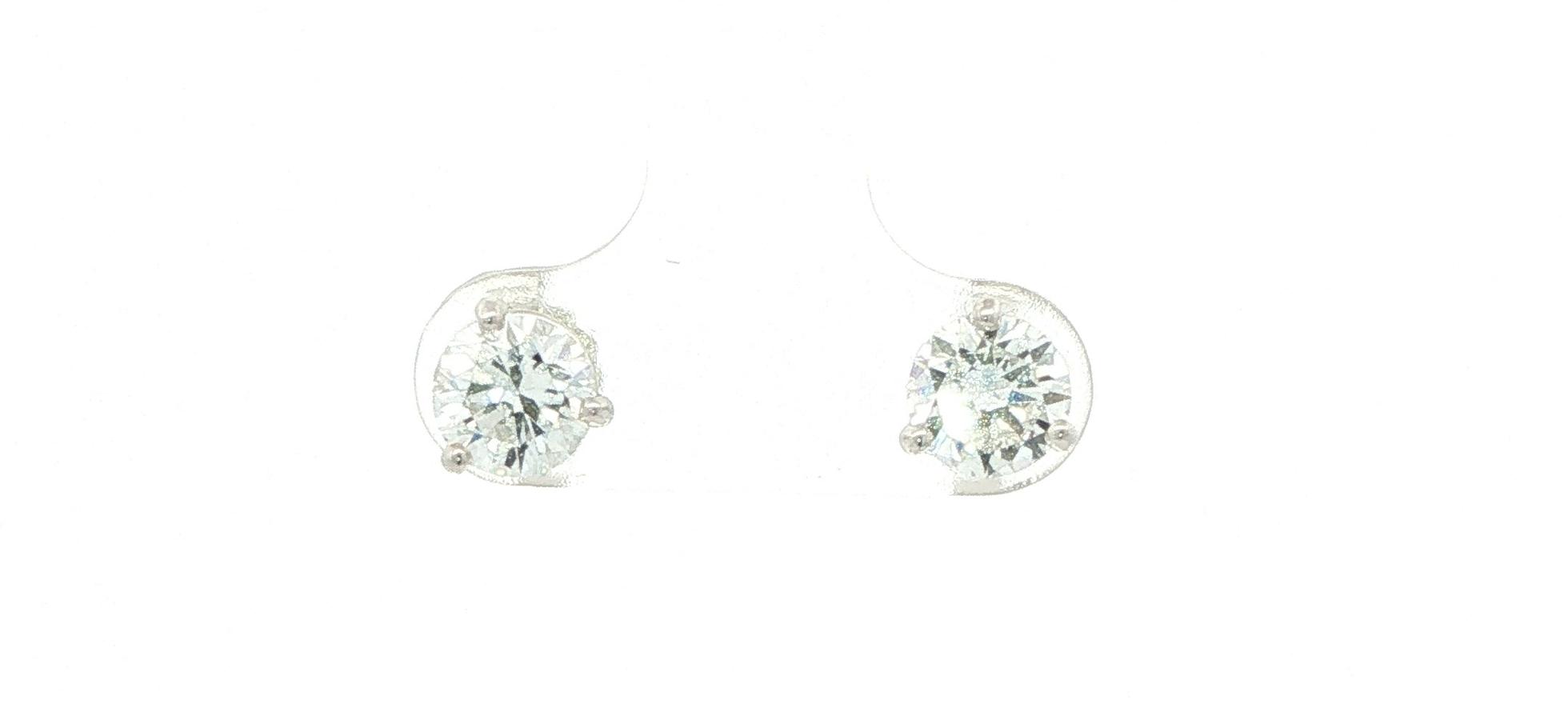 Diamond Stud Earrings in Three-Prong Martini Settings in White Gold (1.54cts TWT)