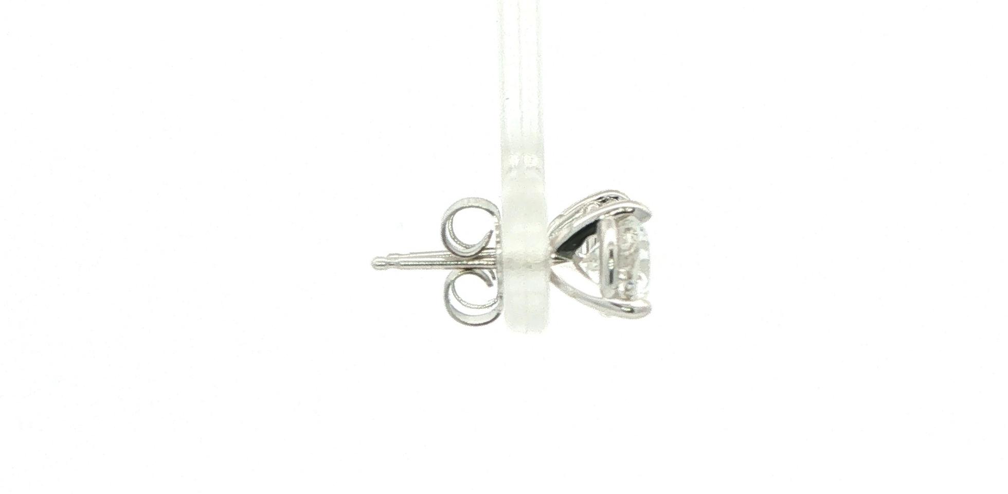 Diamond Stud Earrings in Three-Prong Martini Settings in White Gold (1.54cts TWT) side