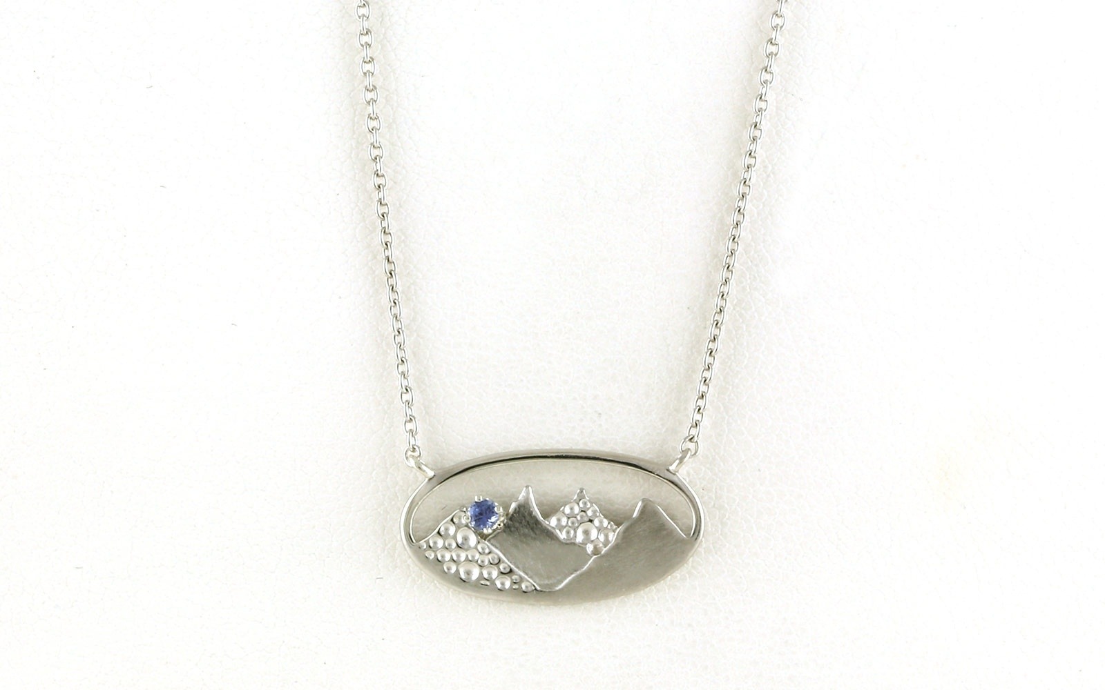 Oval Mountain with Montana Yogo Sapphire Necklace in Sterling Silver (0.03ct)