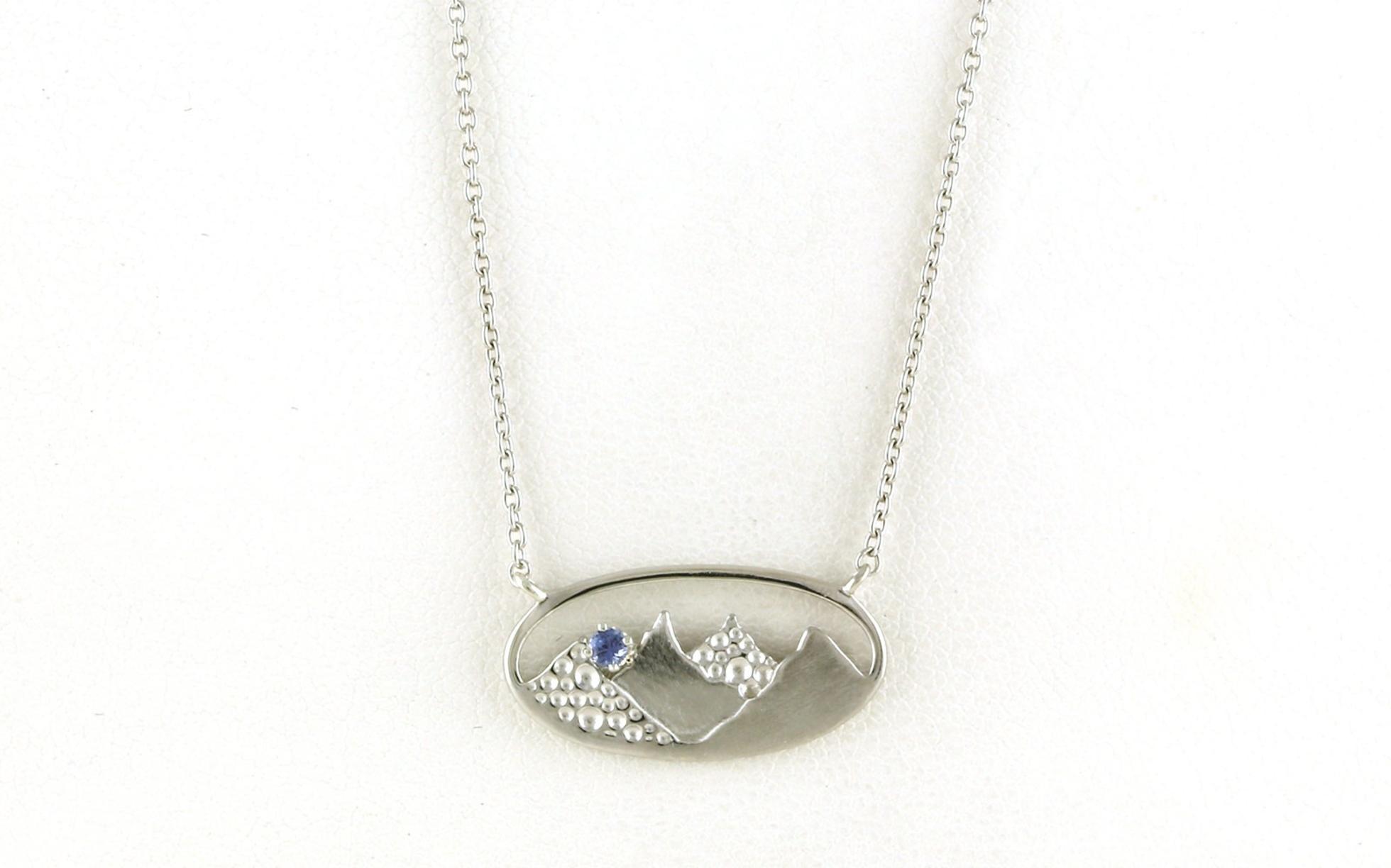 Oval Mountain with Montana Yogo Sapphire Necklace in Sterling Silver (0.03ct)