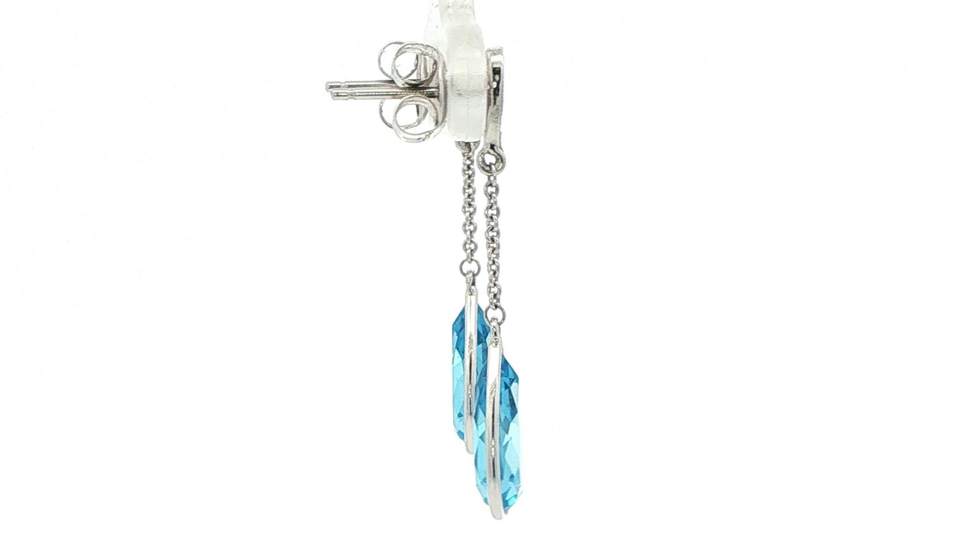 Pear-Shaped Blue Topaz Drop Earrings with Diamond Accent in White Gold side