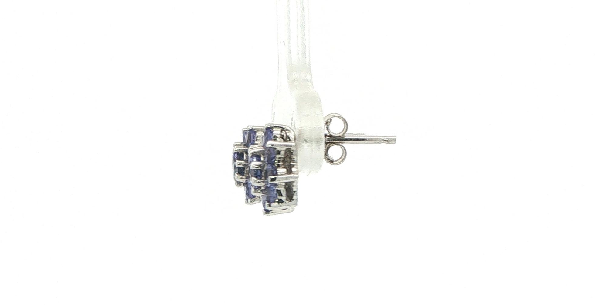 Tanzanite Floral Cluster Stud Earrings in White Gold side