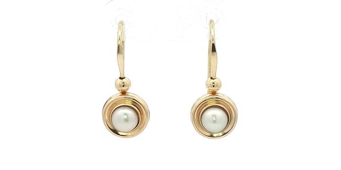 content/products/Bezel Set Pearl Drop Earrings with Gold Bead Detail in Yellow Gold 