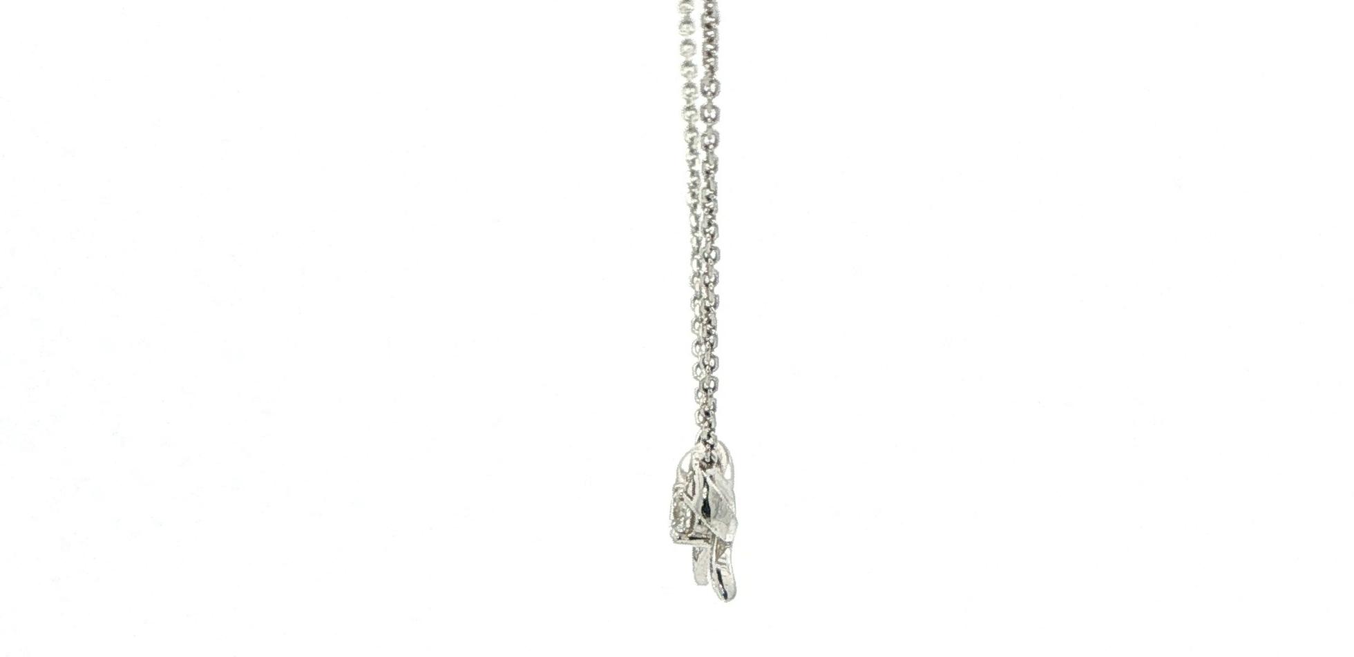 Diamond Bow Pendant Necklace in White Gold (0.13cts TWT) side