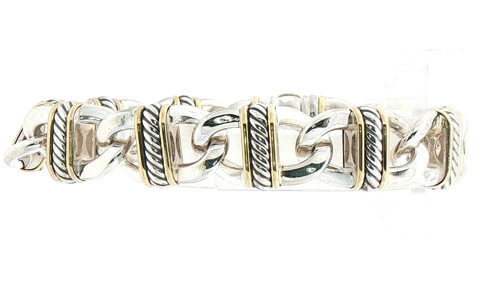 Estate Piece: David Yurman Madison Oval Link Chain Bracelet in Two-Tone Silver and Yellow Gold