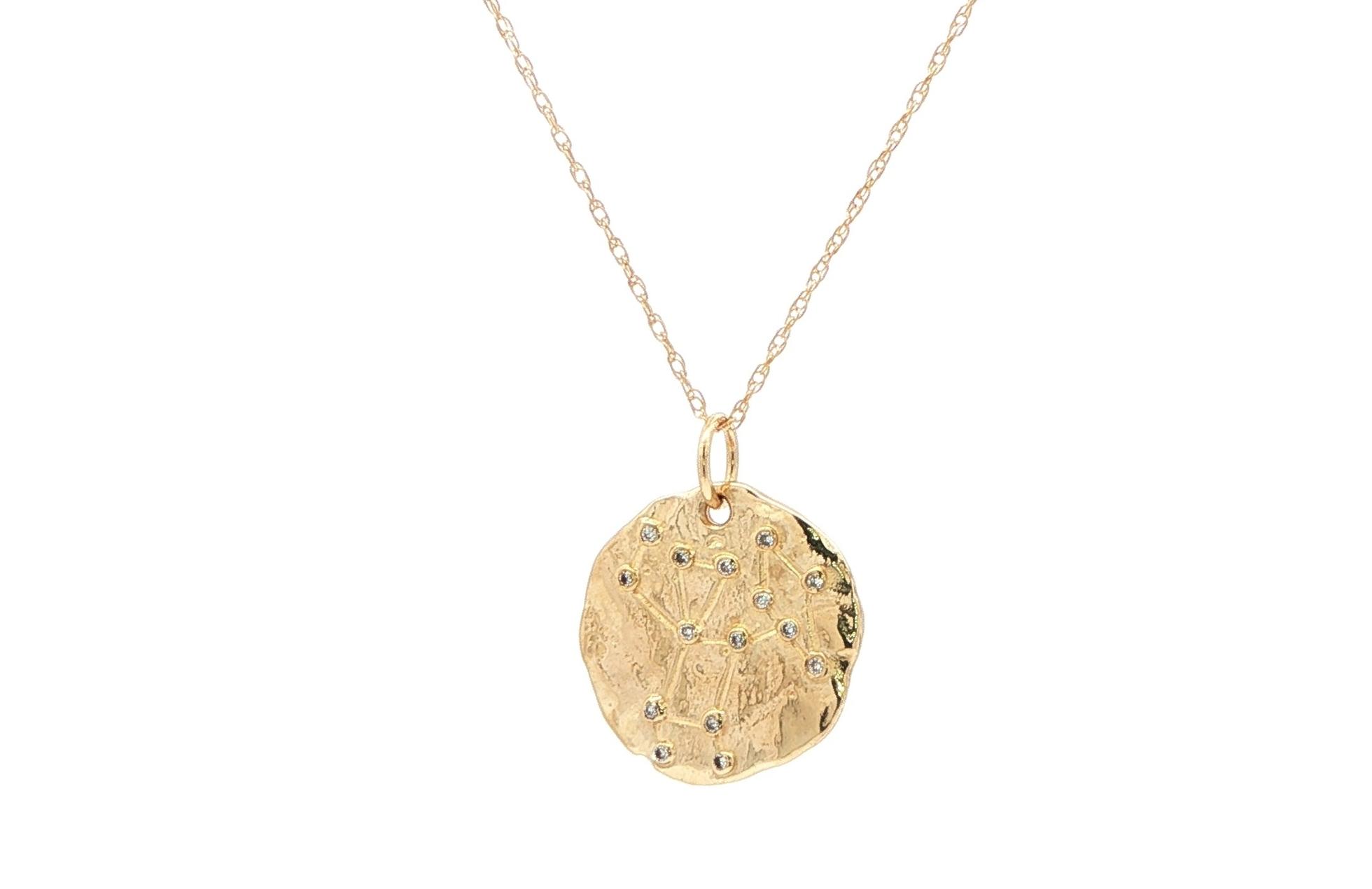Estate Piece: Diamond Sagittarius Constellation Pendant Necklace in Yellow Gold (0.15cts TWT)