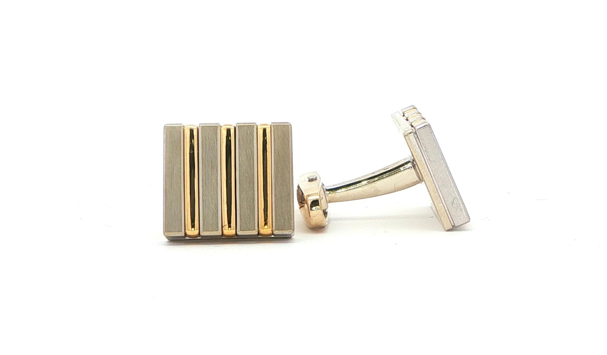 Estate Piece: Two Tone Rectangular Cufflinks in White and Yellow Gold