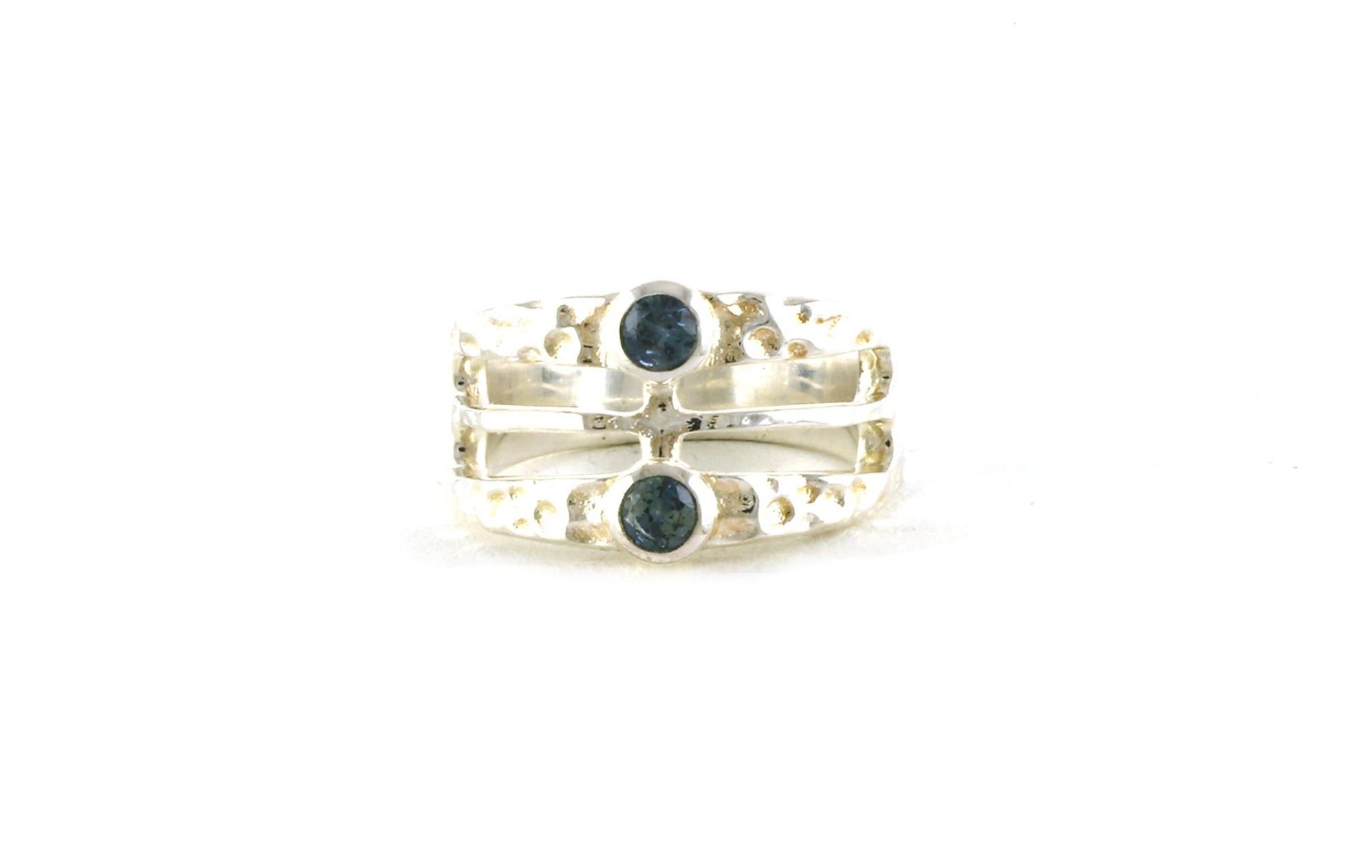 Montana Sapphire 2-Stone 3-Row Ring in Sterling Silver (0.45cts TWT)