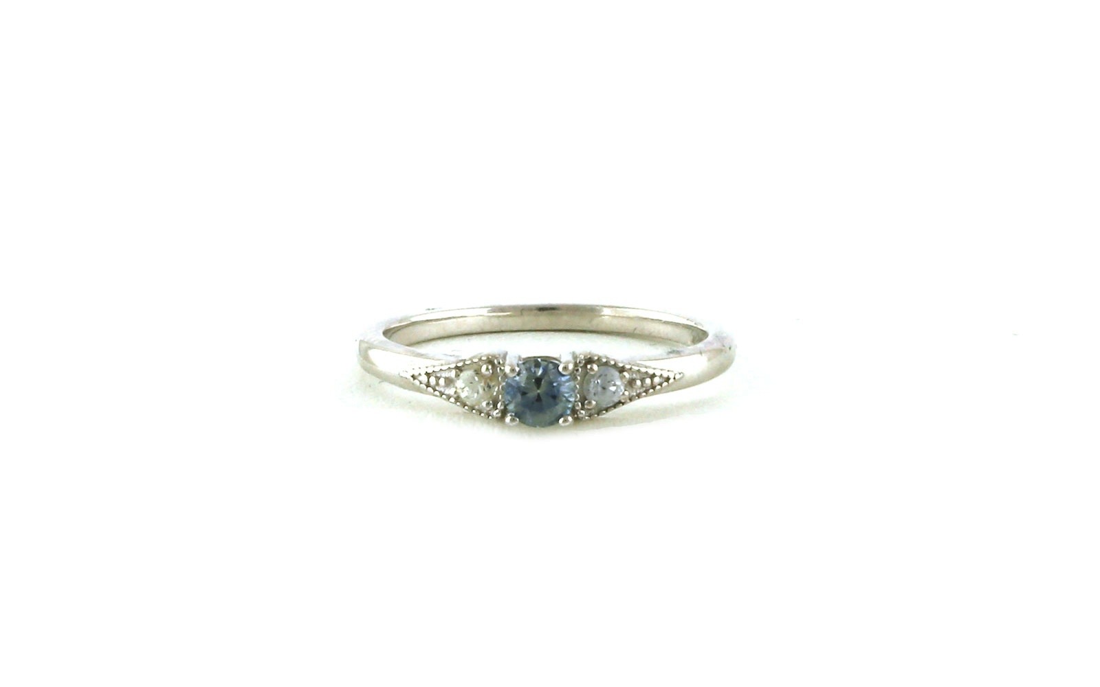 Montana Sapphire 3-Stone Ring with Milgrain Accent in Sterling Silver (0.24cts TWT)