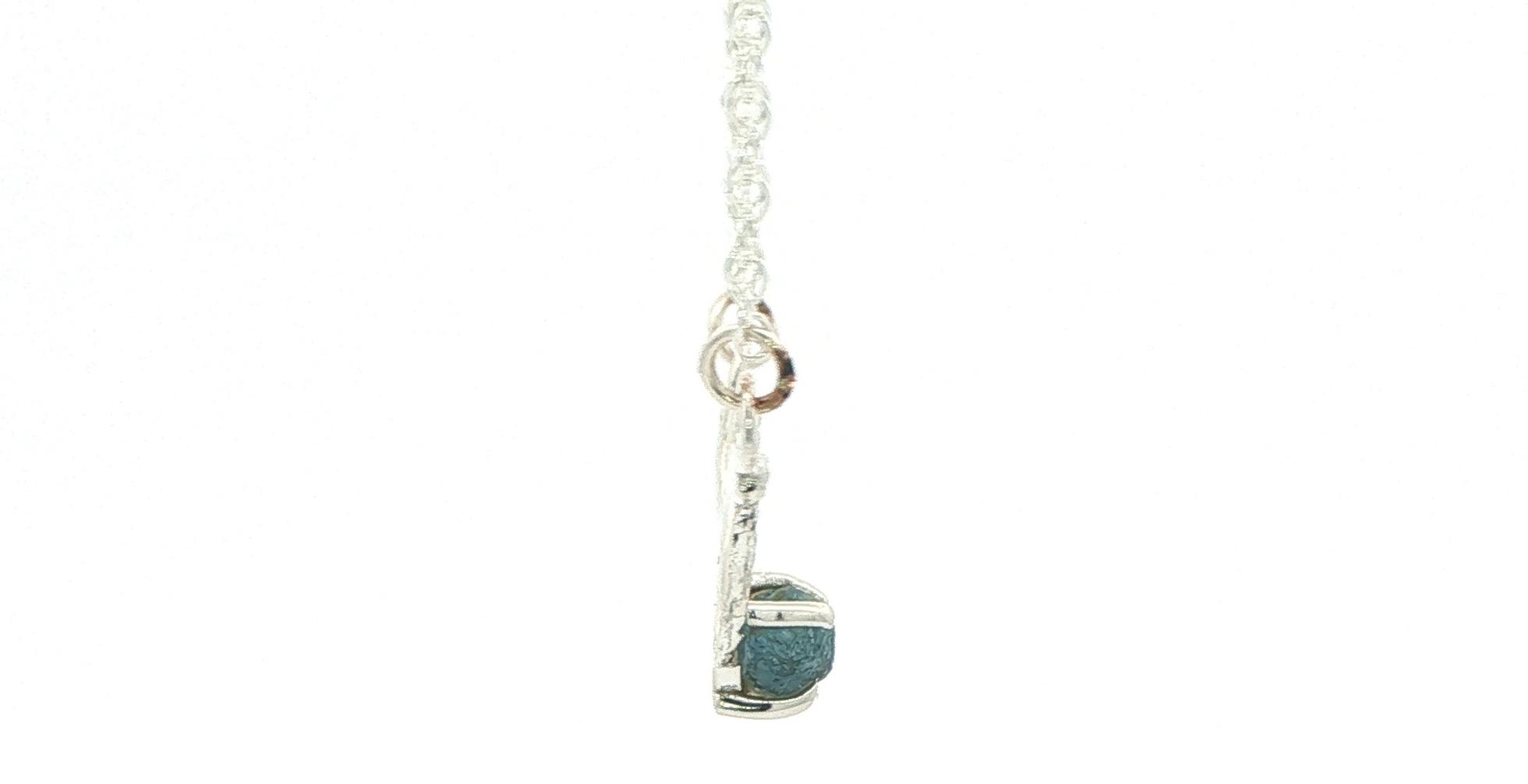 Blue-Green Raw Montana Sapphire Branch Necklace in Sterling Silver side