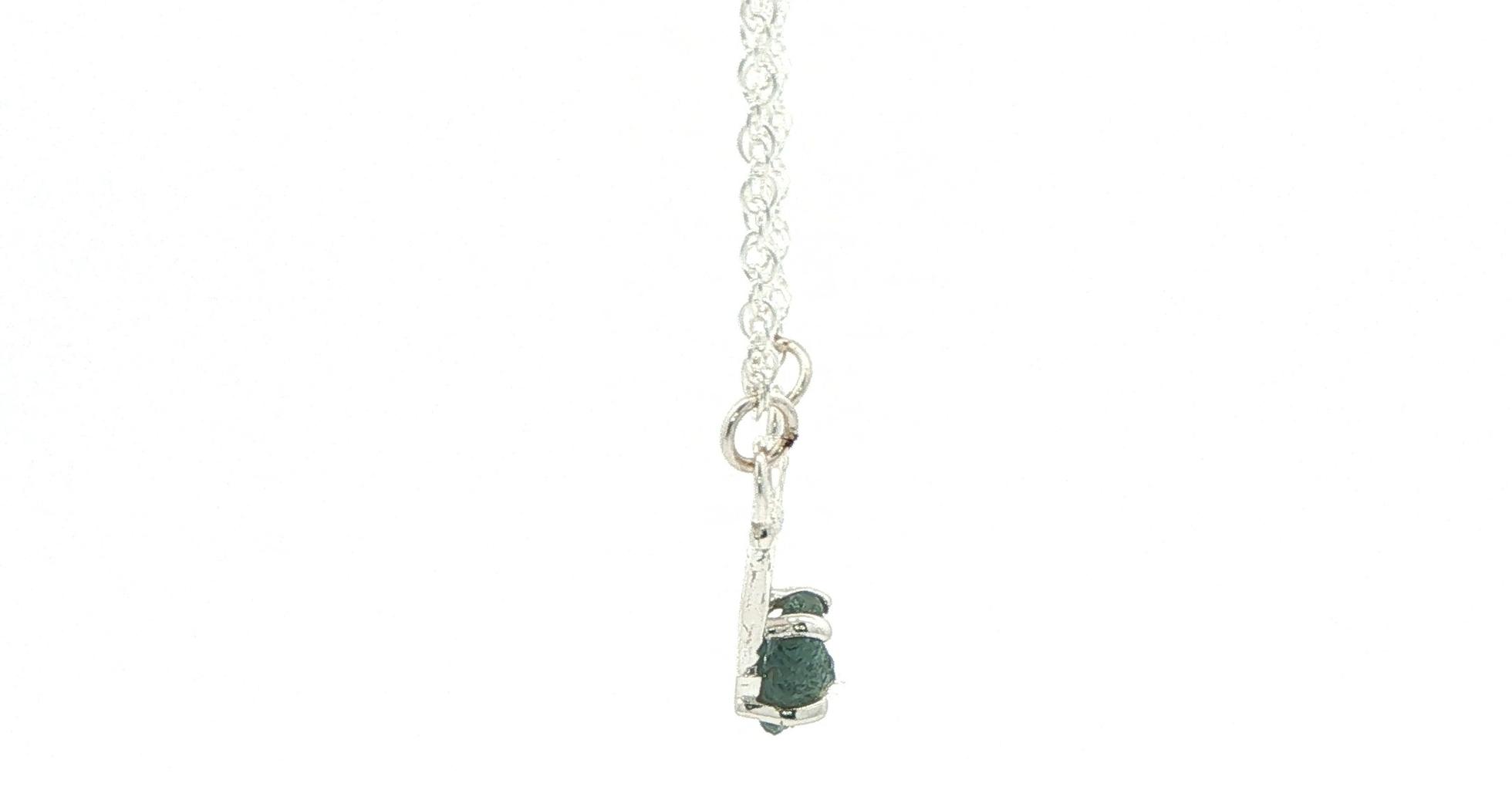 Deep Blue Raw Montana Sapphire Branch Necklace in Sterling Silver side