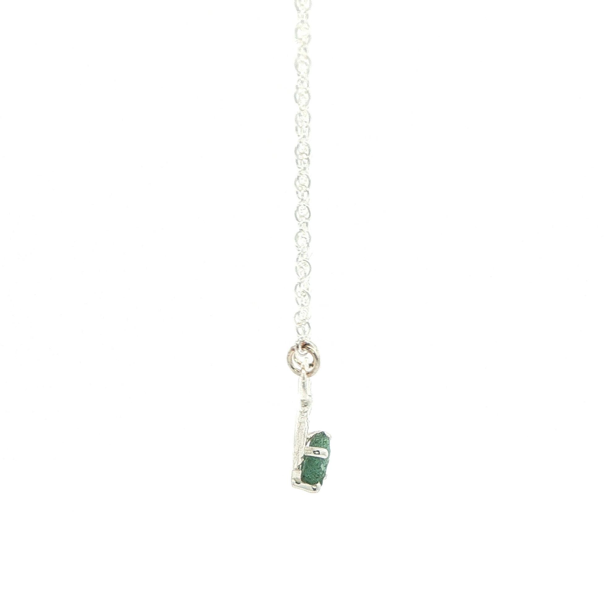 Blue-Green Raw Montana Sapphire Branch Necklace in Sterling Silver side