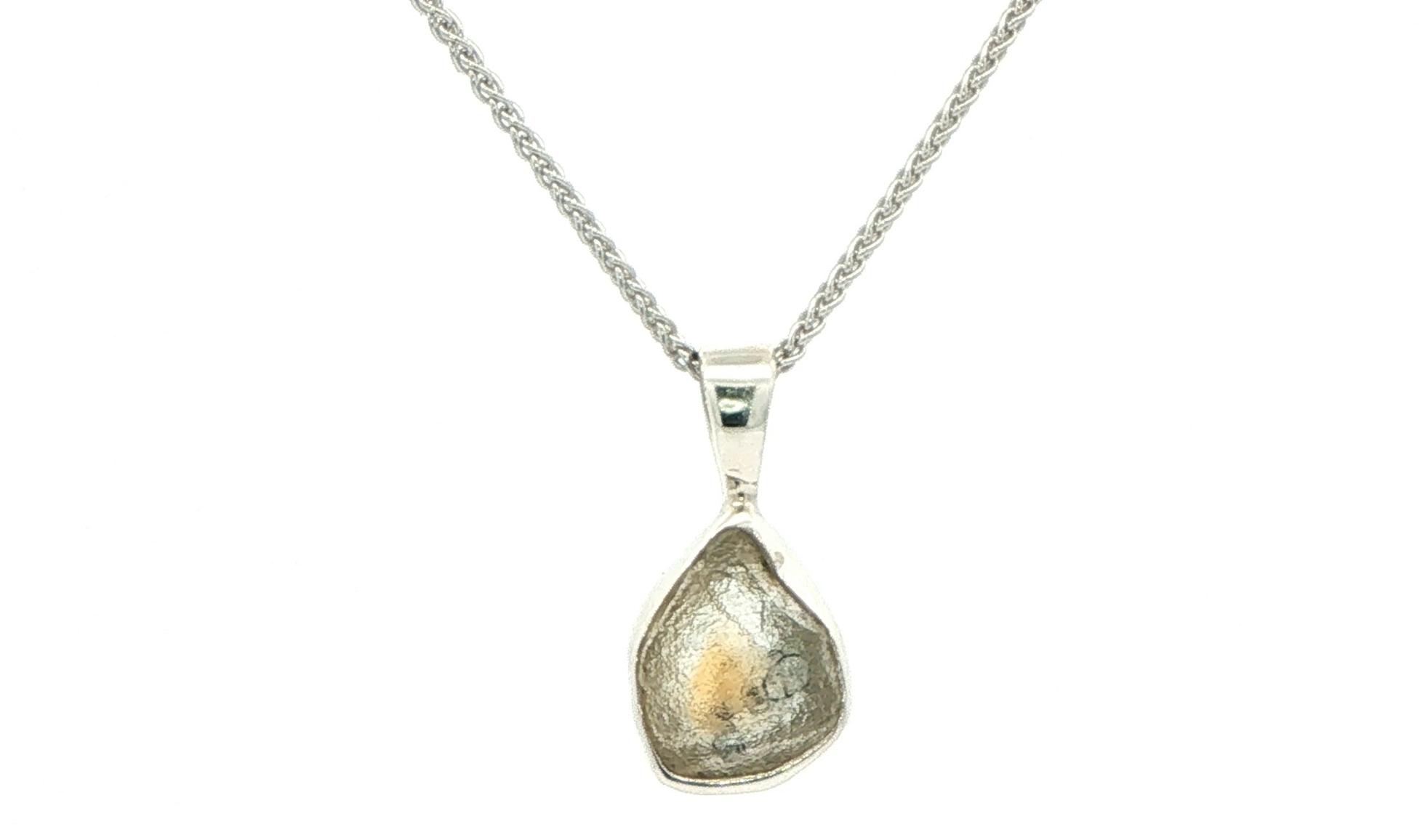Bezel-set Raw Pale Yellow-Grey Montana Sapphire Solitaire Necklace in Sterling Silver