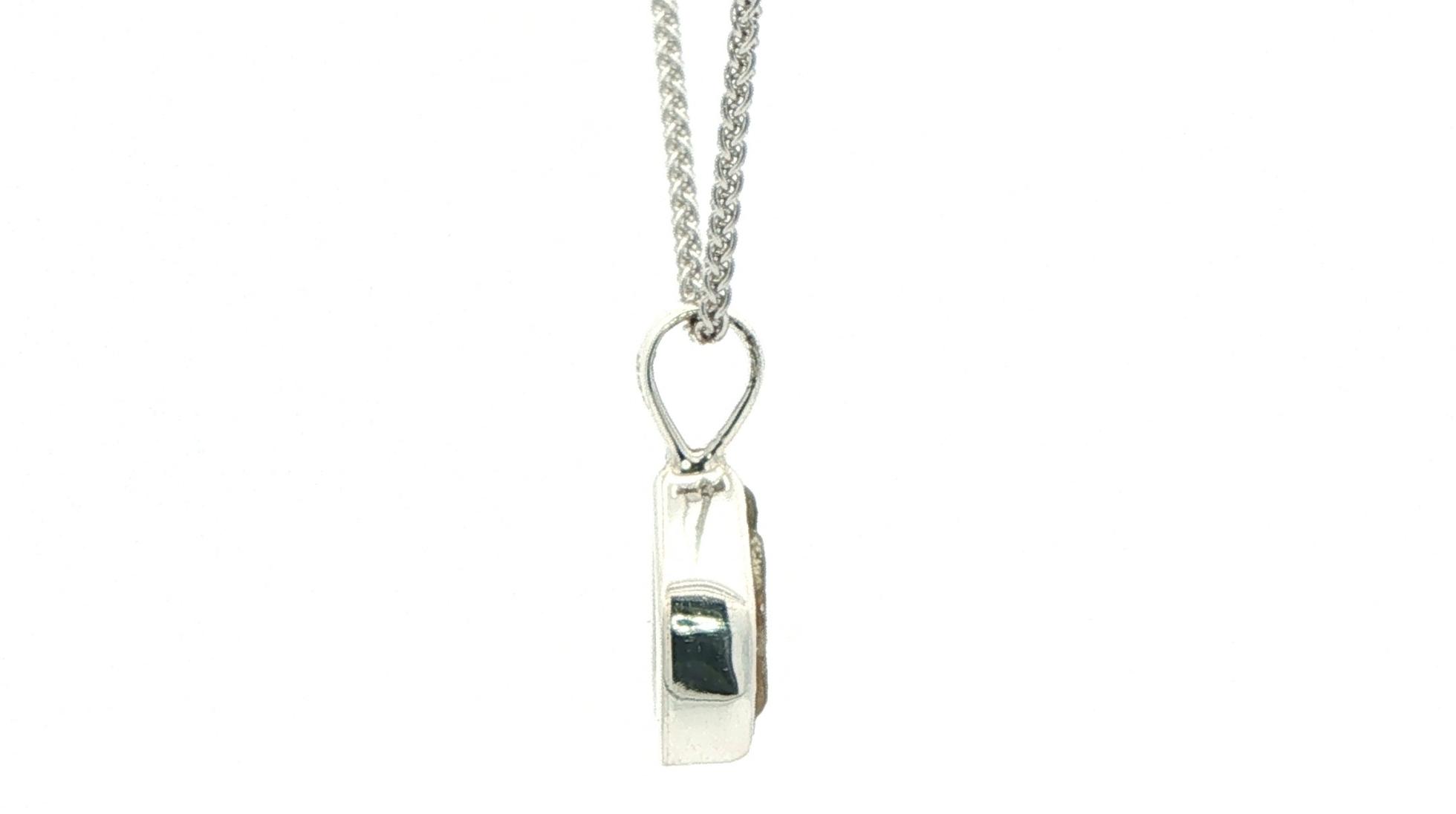 Bezel-set Raw Pale Yellow-Grey Montana Sapphire Solitaire Necklace in Sterling Silver side