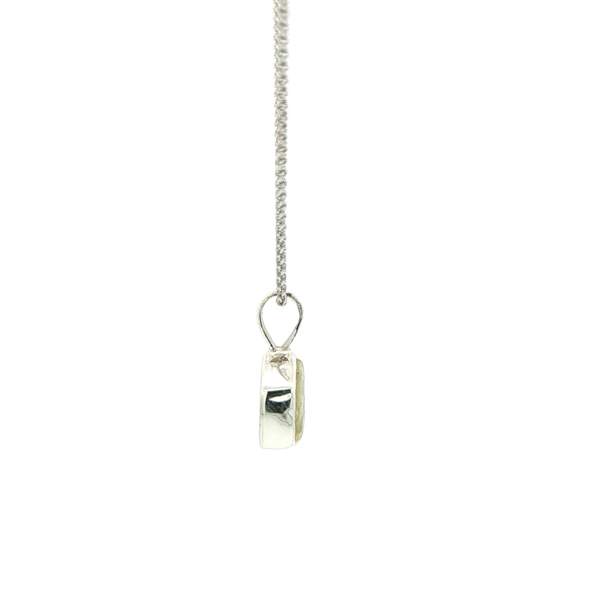 Bezel-set Raw Pale Yellow Montana Sapphire Solitaire Necklace in Sterling Silver side