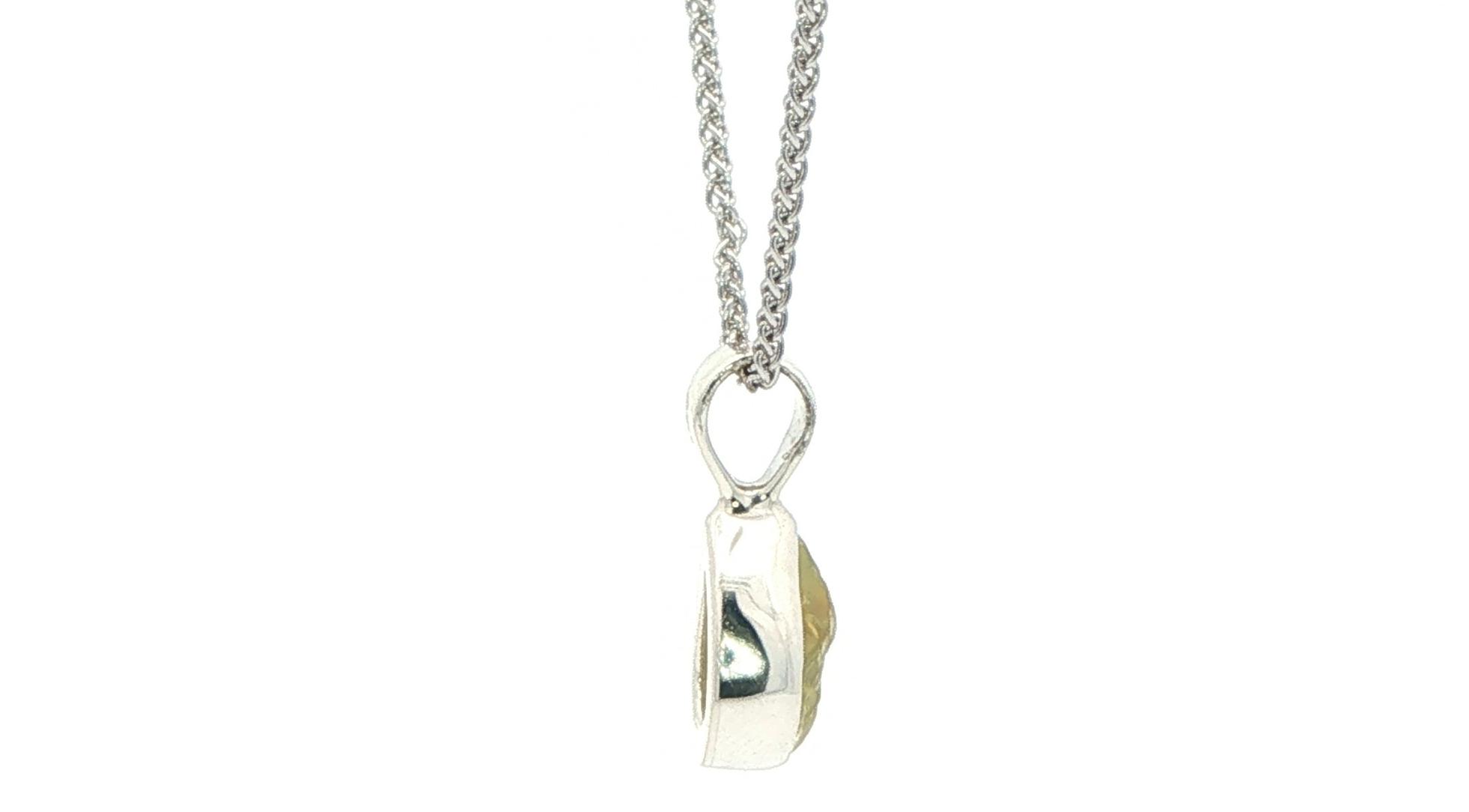 Bezel-set Raw Pale Yellow Montana Sapphire Solitaire Necklace in Sterling Silver side