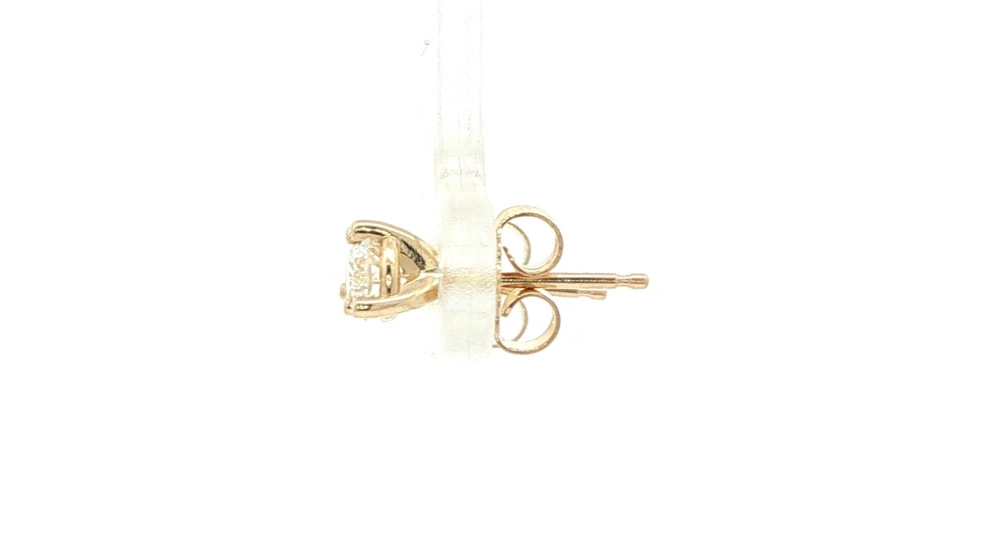 Diamond Stud Earrings in 3-Prong Martini Settings in Yellow Gold (0.43cts TWT) side