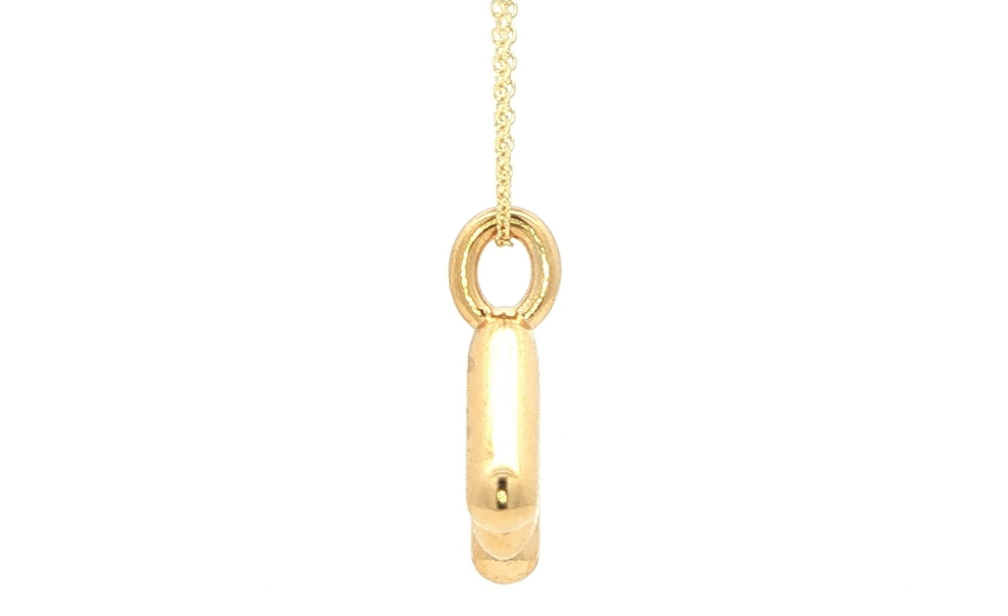 Hollow Balloon Letter 'M' Monogram Pendant Necklace in Yellow Gold side