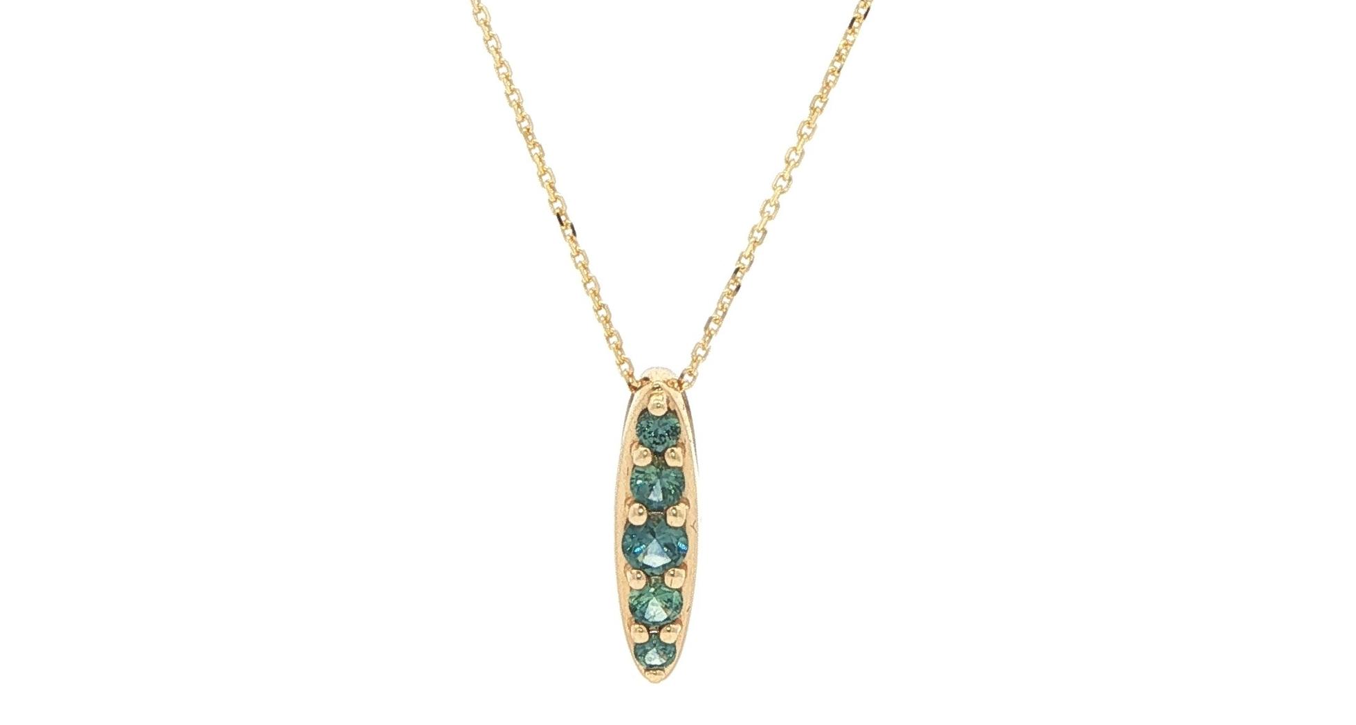 Vertical Graduated Montana Sapphire Pendant Necklace in Yellow Gold (0.42cts TWT)