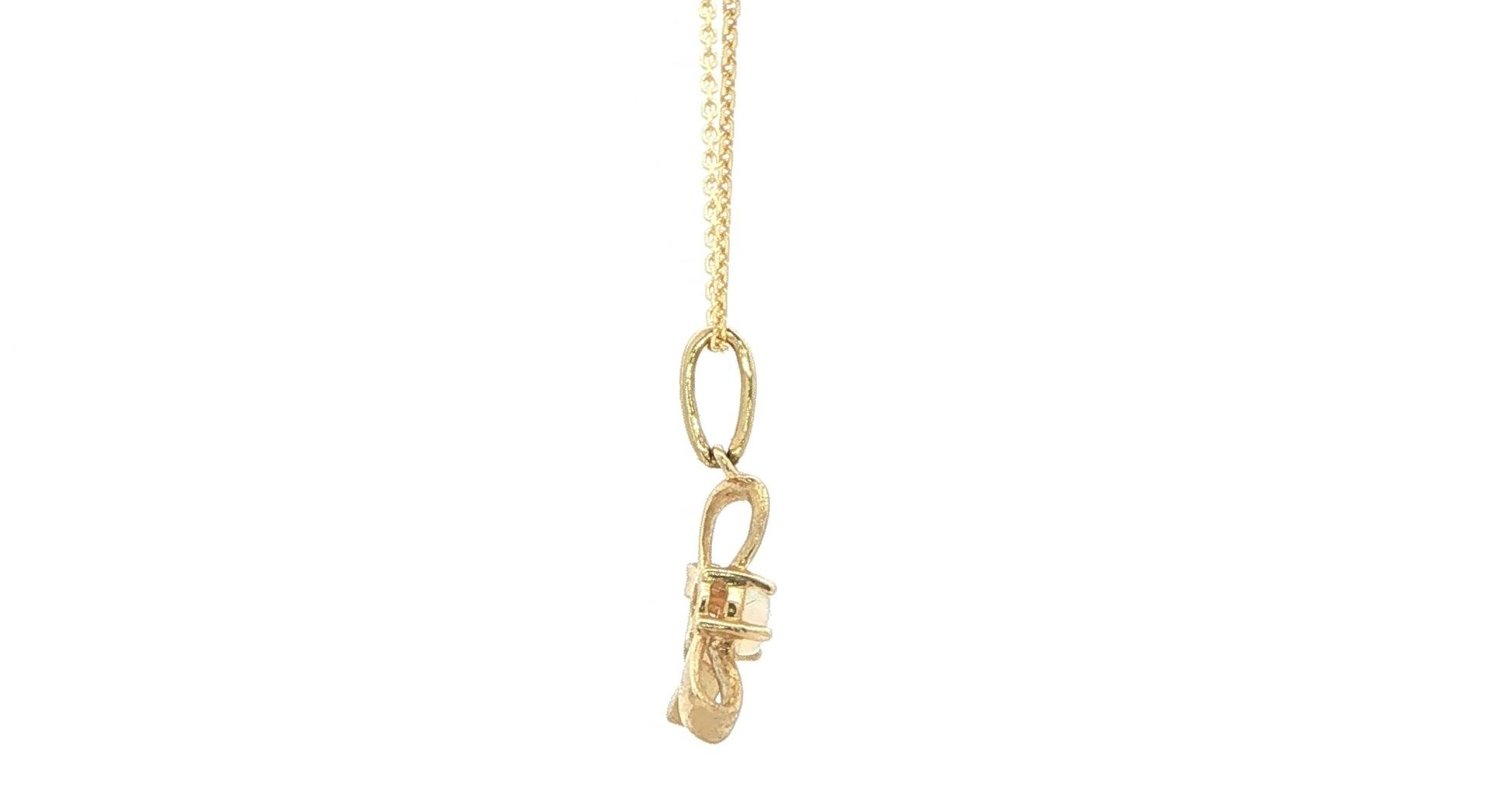 Opal Bow Pendant Necklace with Satin Finish in Yellow Gold (0.07ct) side