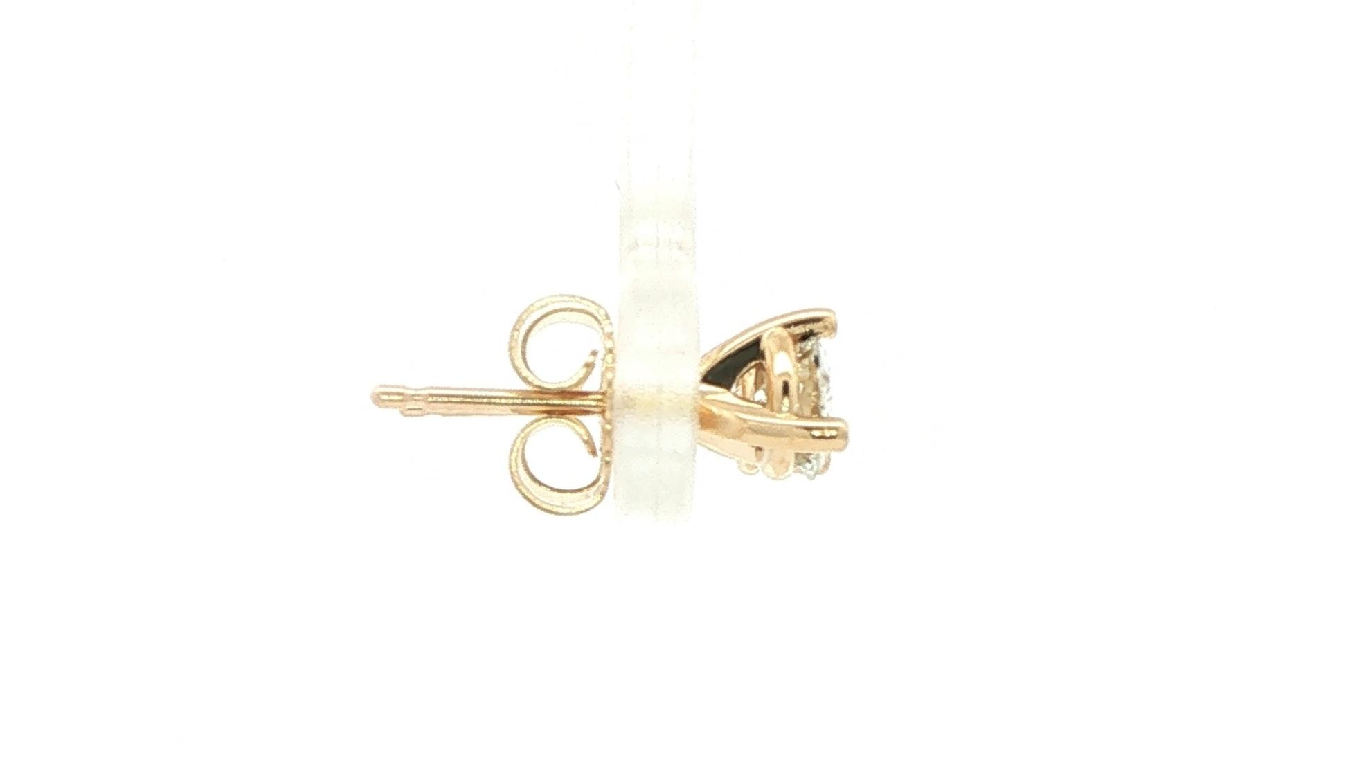 Diamond Stud Earrings in Three-Prong Martini Settings in Yellow Gold (0.70cts TWT) side