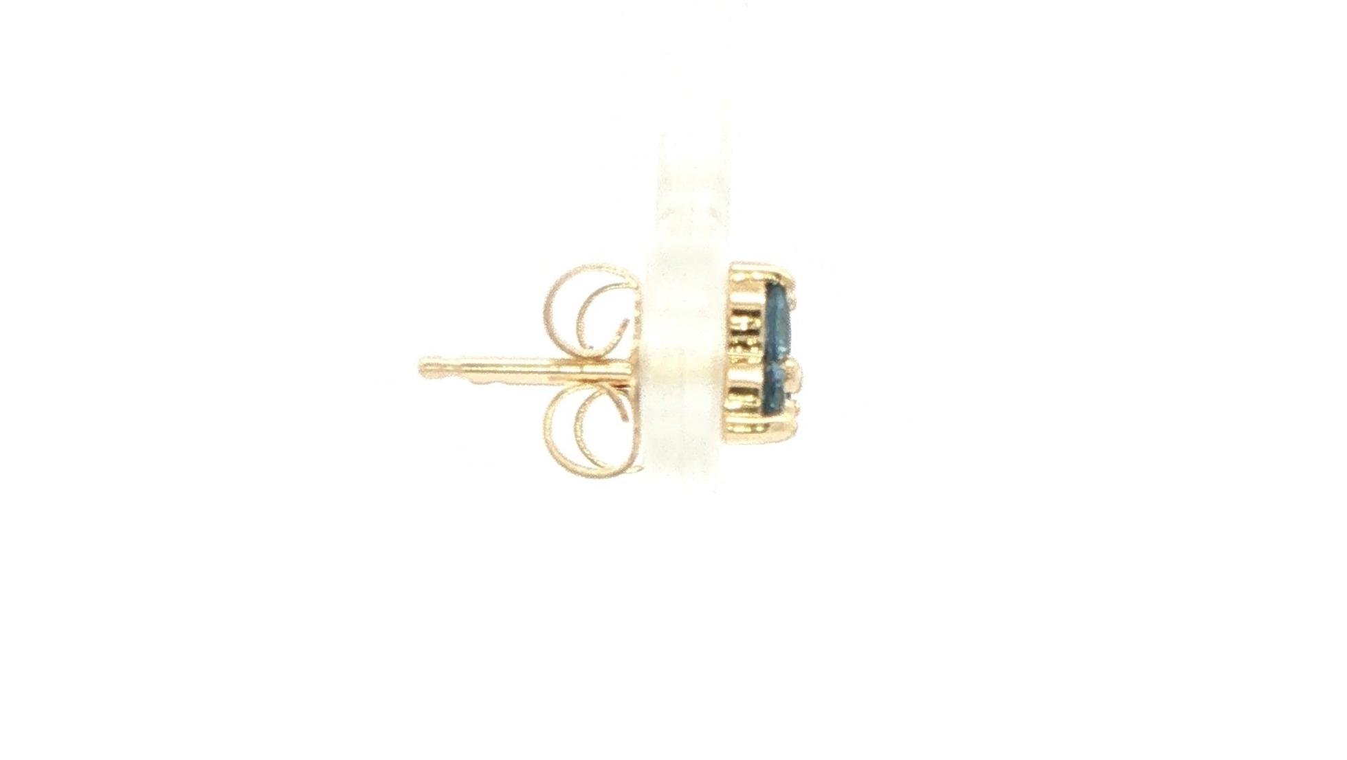 Montana Yogo Sapphire Three-Stone Cluster Stud Earrings in Yellow Gold (0.40cts TWT) side