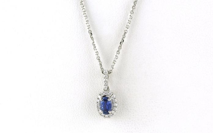 content/products/Oval Montana Yogo Sapphire and Diamond Halo Necklace in White Gold (0.43cts TWT)