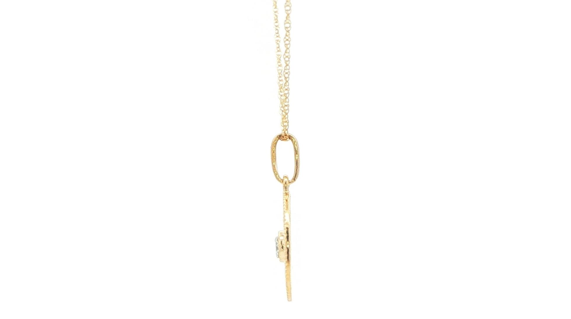Compass Diamond Charm Necklace in Yellow Gold (0.02cts) side