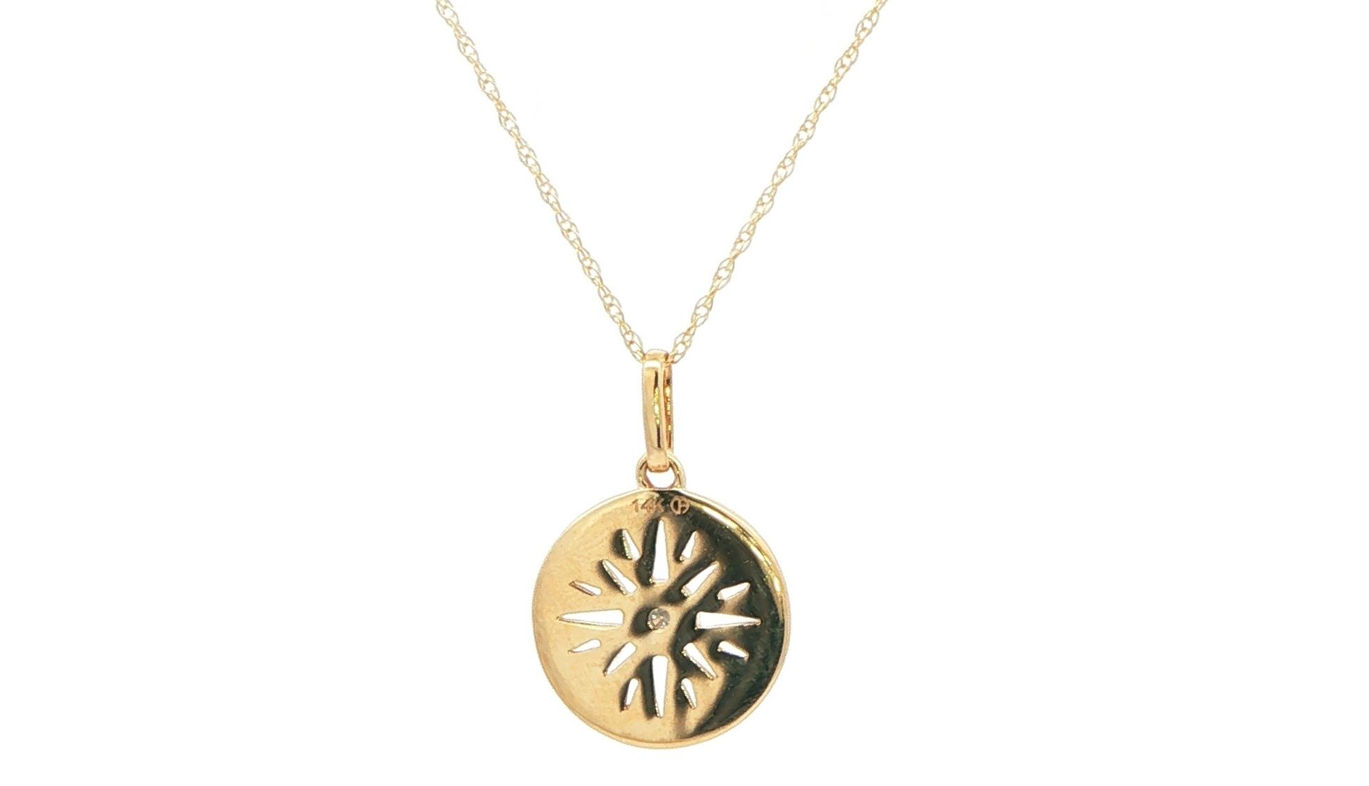 Compass Diamond Charm Necklace in Yellow Gold (0.02cts) back