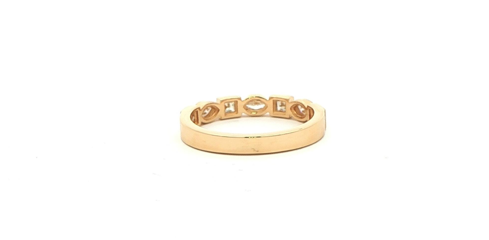 Bezel-set Marquise and Princess-cut Diamond Geometric Band in Yellow Gold (0.50cts TWT) back