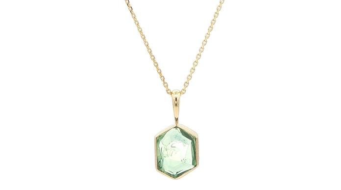 content/products/Bezel-set Rose-cut Green Montana Sapphire Pendant Necklace in Yellow Gold (2.29cts)