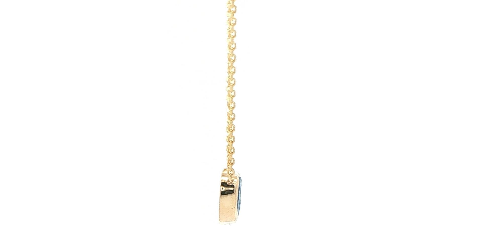Raw Montana Yogo Sapphire Bezel Pendant Necklace on Split Chain in Yellow Gold (0.85cts TWT) side